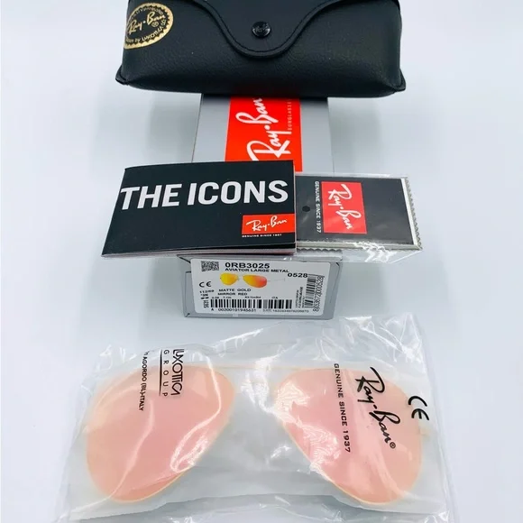 Beautiful Ray-Ban Aviator RB3025 Red Flash Lens Matte Gold 58-135 112/69 - Picture 11 of 17